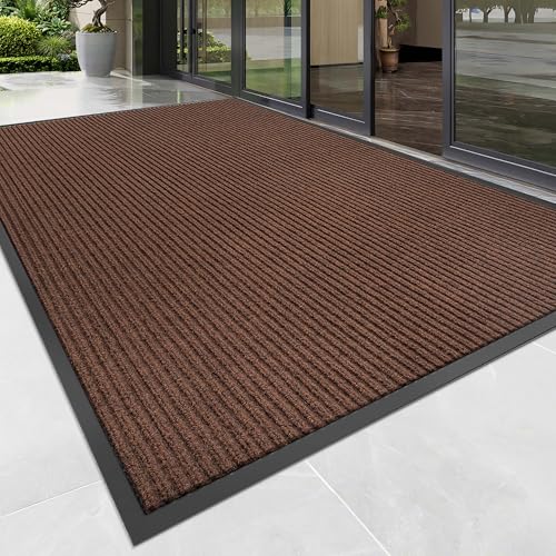 Front Door Mat (4' x 8' (Rectangular) / Brown Striped)