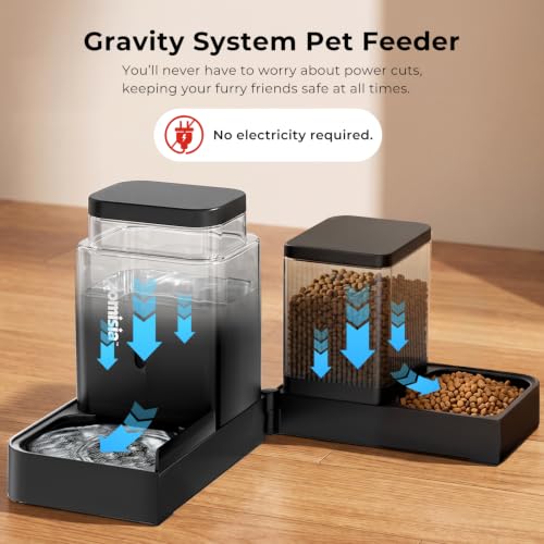 Gravity Cat Feeder and Water Dispenser (0.8 Gallon x 2 / Grey)