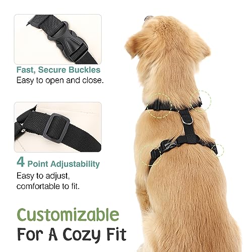 Dog Seat Belt Vest Harness for Car (Blue / L (Chest: 22-32.3", Neck: 16.9-26"))