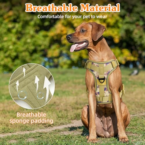Heavy Duty Tactical Dog Harness for Small Dogs (Desert Camouflage / S (Chest: 19.6-31.5", Neck: 11-19.6"))