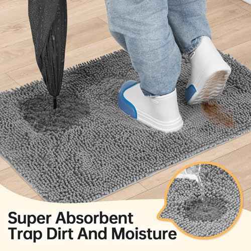 Absorbent Dog Door Mat for Muddy Paws (72"L x 24"W x 1" Th / Light Grey)
