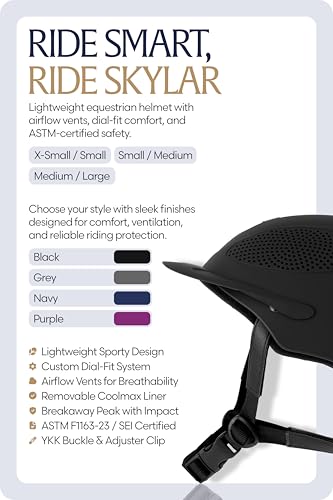 Skylar Horse Riding Helmet Equestrian Women (Black / Medium-Large)
