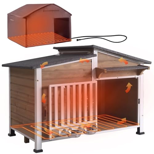 Heated Dog House Outdoor Dog Kennel with Safe Heated Pad
