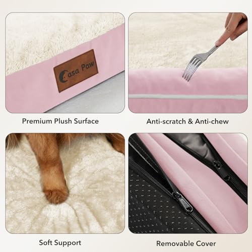 Orthopedic Washable Dog Bed for Extra Large Dogs (Pink / 53.0"L x 42.0"W x 8.0"Th)