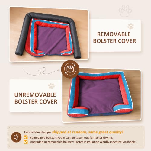 Orthopedic Dog Beds for Large Sized Dog with Bolster (36.0"L x 27.0"W x 8.0"Th / San Francisco)