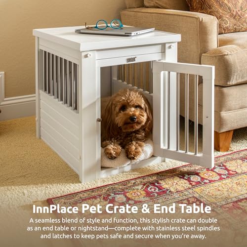 ECOFLEX® Small Furniture Style Dog Crate & End Table (Antique White / 23.8"L x 18.2"W x 22.2"H)