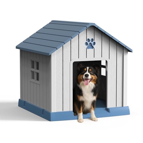 32in Large Outdoor Dog House (Blue / 31.18*33.7*32.52)