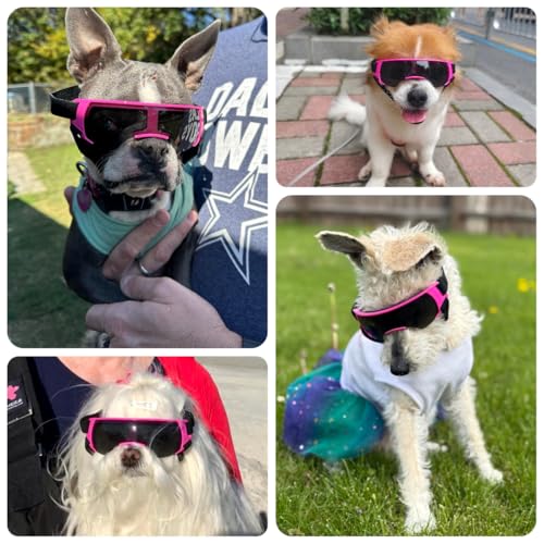 Dog Goggles for Small Dog Doggy Goggles with Adjustable Straps Windproof Eye Protection Pet Sunglasses Anti (Pink / Small)