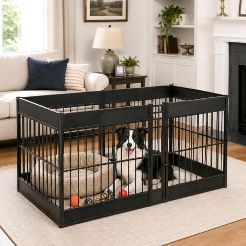 Furniture Style Dog Playpen (Black / 6 Panels (27.5" High))