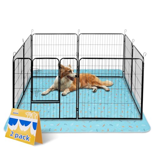Washable Pee Pads for Dogs Extra Large 48" x 60" 2 (Leaves - Sky Blue / 48x60 Inch (Pack of 2))