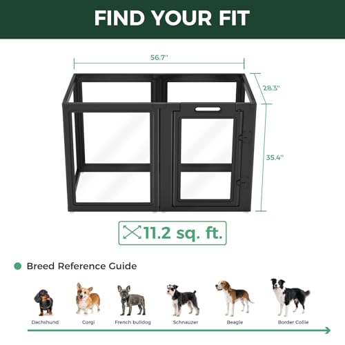 AuraSpace Clear Acrylic Indoor Dog Playpen (Black / 35"H)