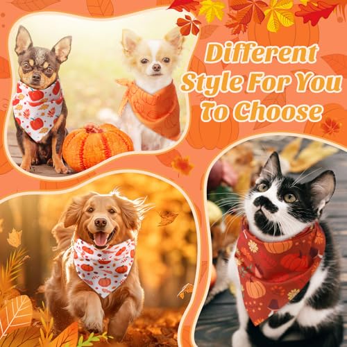 200 Pcs Fall Dog Bandanas Bulk (Orange, Yellow, Brown / Fall Pumpkin)