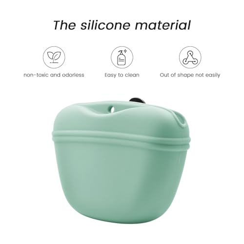 Silicone Dog Treat Pouch with Clicker Magnetic Closure Secure Clip (1 Pack / Duck egg green)