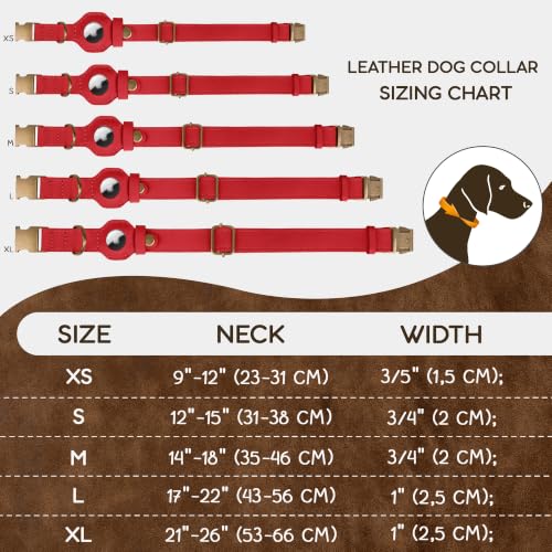 AirTag Dog Collar (Red / L, 17"-21" Neck Fit)
