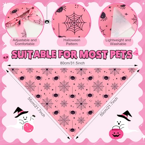 50 Pink Halloween Dog Bandana Bulk for Large Dog Lover Gift (Halloween Pink / 31.5 x 21.7 x21.7 Inch)