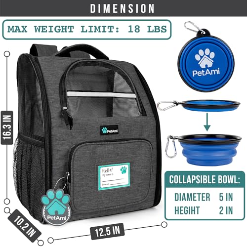 Dog Backpack Carrier Airline Approved Cat Pet Puppy Bag (Charcoal)