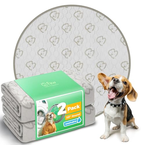 Washable Pee Pads for Dogs (Khaki / 39" Round (2 Packs))