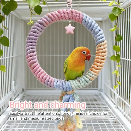 Bird Swing Gradient Colorful Cotton Rope Bird Swing Cage Hanging Toys