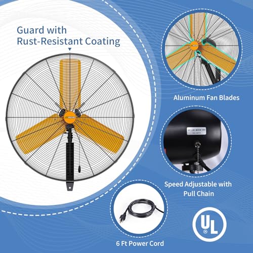 24 inch Oscillating High Velocity Wall Mount Fan (24 inch - Indoor)