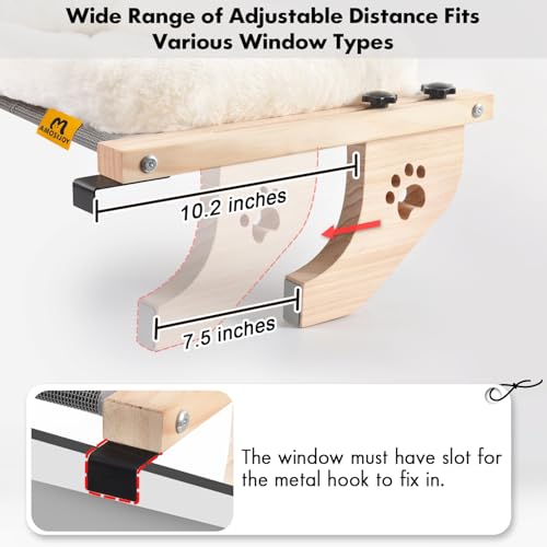 Wooden Cat Windowsill Perch with Zipper Cushion Bed (White / 24.4''L X 15''W)