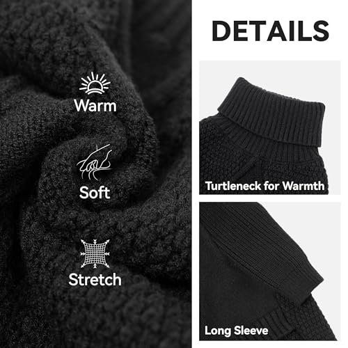 Dog Sweater Long Sleeve Warm Knit Sweaters for Medium Dogs Boy Girl (Black / X-Large)