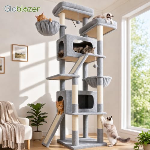 79in Heavy Duty Cat Tree for Large Cats (Light Grey / 79 inch)