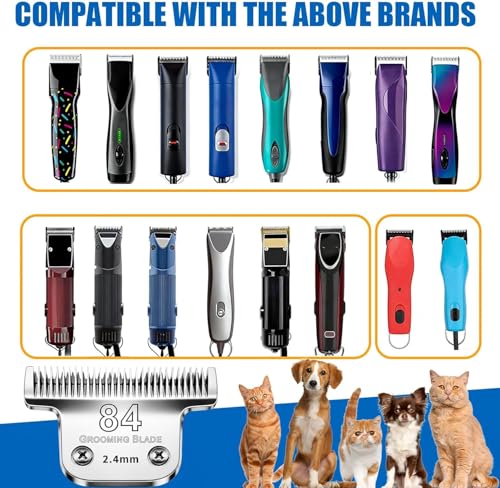T 84 Wide Blade Dog Grooming Clipper Blades for Andis (Silver/T84)