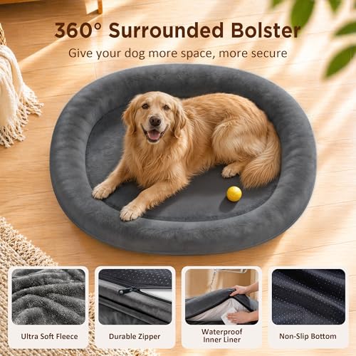 Waterproof Orthopedic Dog Bed for Large Dogs (Dark Grey / 44"L x 32"W x 7.5"Th)
