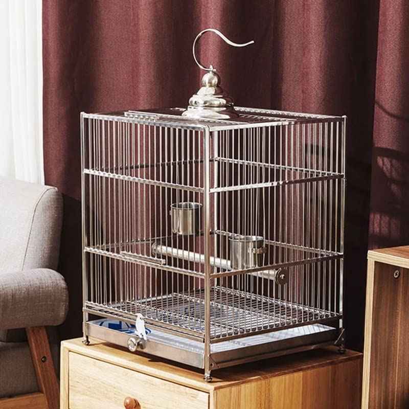 Metal Rectangle Bird Cage Stainless Steel Bird Cage Parrot Bird Cage Outdoor Portable Birdcage for Decoration Houses (Bird Cage)