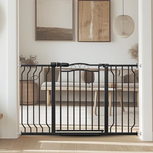 29.53 53.1 Inch Extra Wide Baby Gate Pressure Mounted for Doorways (Black / 29.53"-53.1")