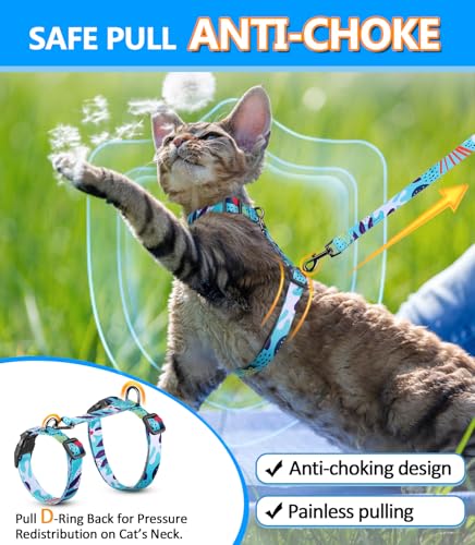 Cat Harness and Leash Set (Hawaiian Ocean Blue / Medium (8-18 lb))