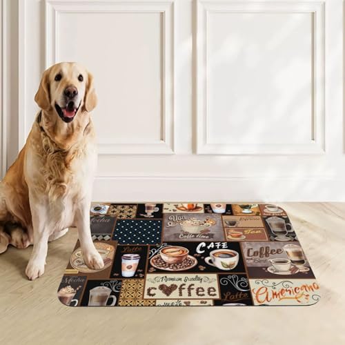 Boho Coffee Dog Food Mat Waterproof Pet Cat Placemat (Boho Coffee / 30x45cm)