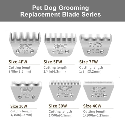 Wide Blade Dog Grooming Blades Compatible with Andis (3pcs/ #10w+30w+5fw)