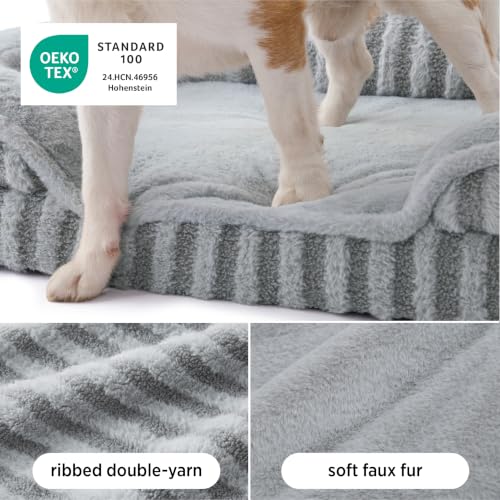 Cute Cozy High Back Orthopedic Dog Beds Large Sized Dog (35.0"l X 25.0"w X 7.0"th / Grey)