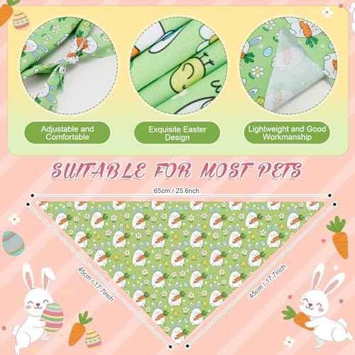 200 Pcs Easter Dog Bandanas Bulk Cute Bunny Egg Carrot Pattern (25.6 x 17.7 x 17.7 Inch / Easter)