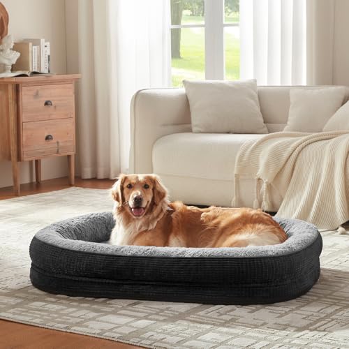 Orthopedic Dog Bed for Extra Large Dogs (Black / 48"l X 35"w X 7.5"th)