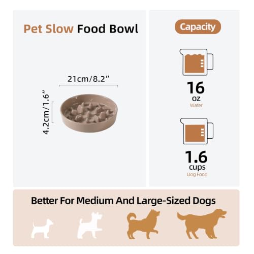 Ceramic Slow Feeder Dog Bowls (Brown Coffee)