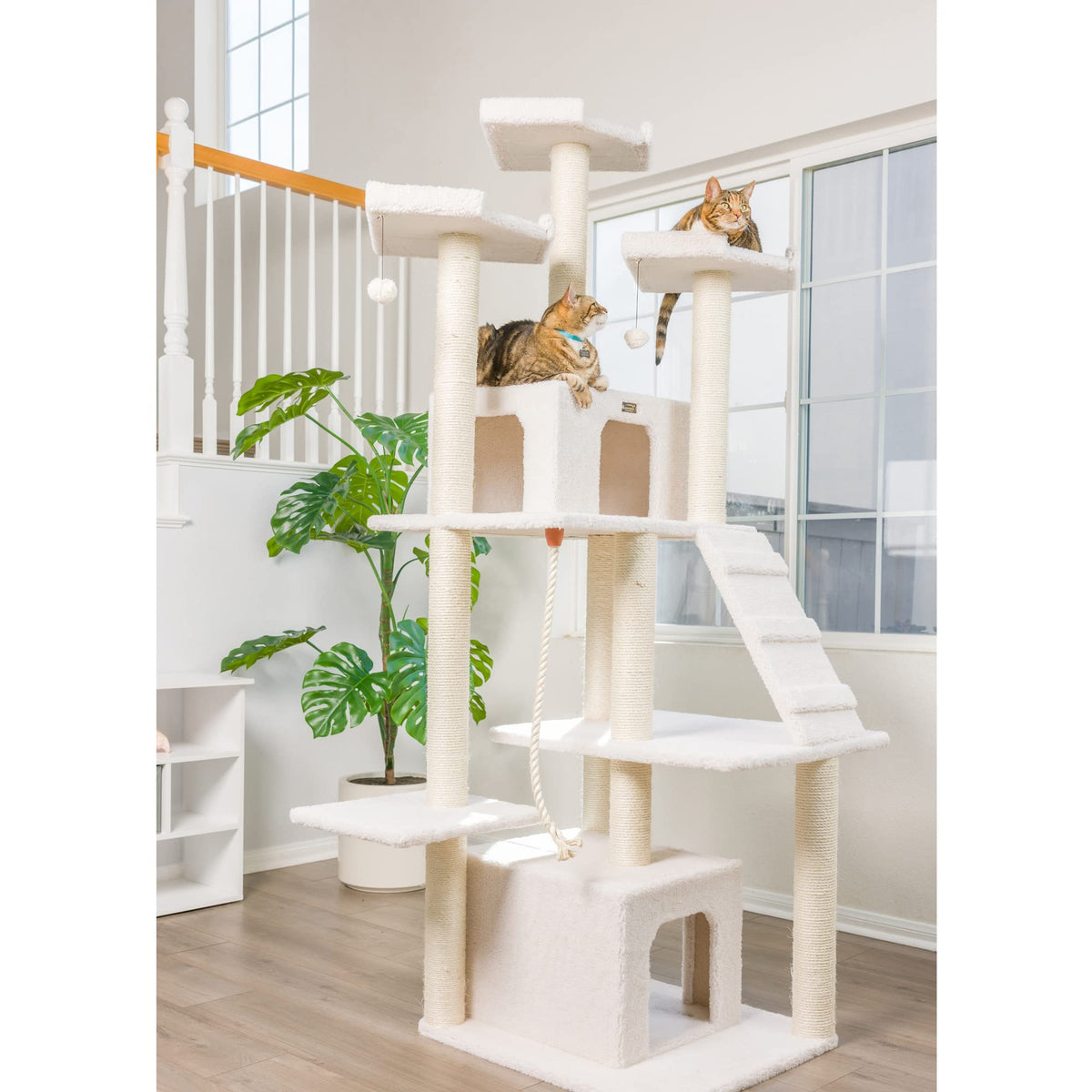 B8201 Classic Real Wood Cat Tree in Ivory