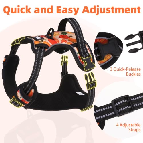 No Pull Fall Dog Harness for Large (Yellow(Pumpkin) / Large)