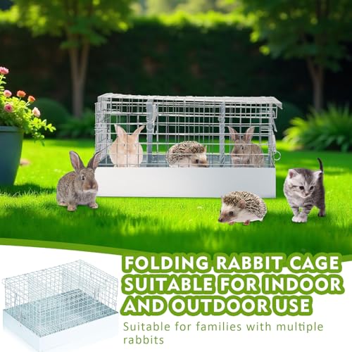 1 Pack 3 Hole Foldable Rabbit Transport Cage (Sliver / 18 x 12 x 10 in)