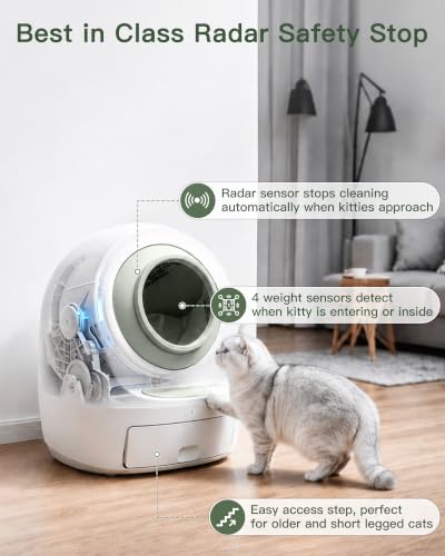 Casa Leo Automatic Self Cleaning Cat Litter Box Bundle with App Control (Green)