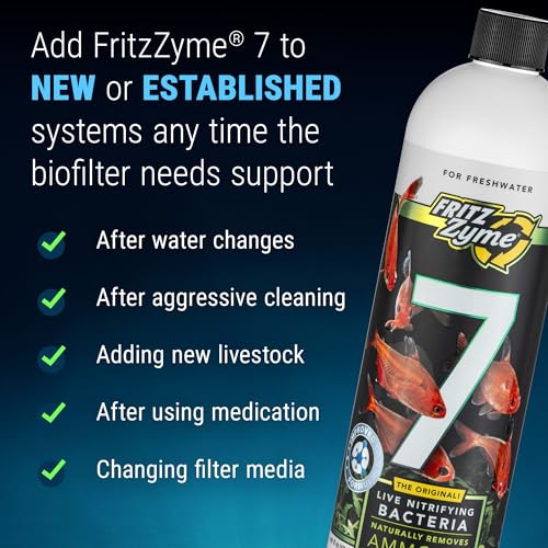 FritzZyme 7 Live Nitrifying Bacteria Naturally Removes Amonia & Nitrite for Freshwater Fish (16 oz)