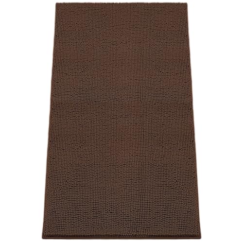 Absorbent Dog Door Mat for Muddy Paws (60"L x 36"W x 1" Th / Brown)