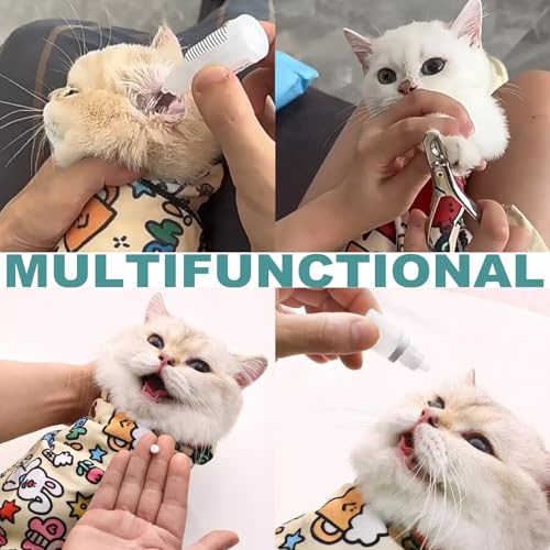 Cat Grooming Wrap (Cow White / L+XL(2PCS))