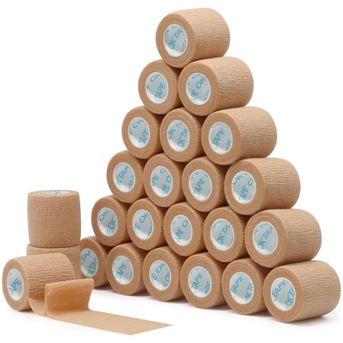 Self Adherent Cohesive Bandages Wrap 24Packs 2" x 5 Yards (Beige / 2 In x 5 Yards)