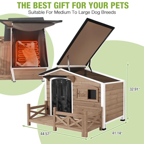 Heated Dog House Outdoor Dog Kennel with Safe Heated Pad