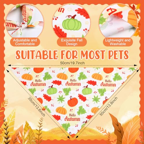 50 Pcs Thanksgiving Fall Dog Bandanas Bulk Pumpkin Maple Leaves Autumn Bandanas for Bibs Adjustable Scarf for Small Medium Large Pet Cat Costume (Leaves Pattern / 19.7 x 13.8 x 13.8 Inch)