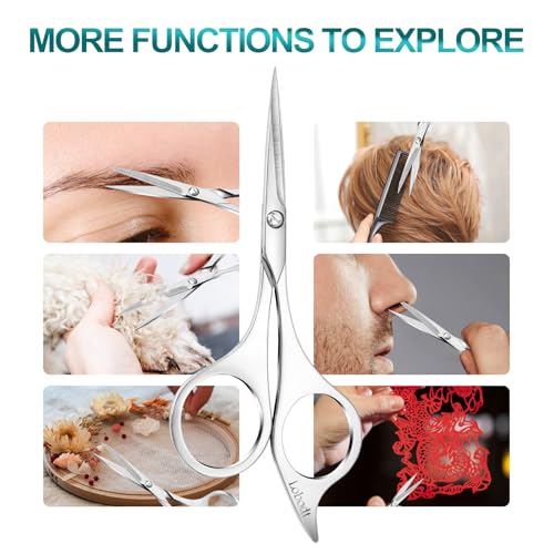 4.9 inch Professional Grooming Scissors for Men Facial Hair Removalr (Silver)