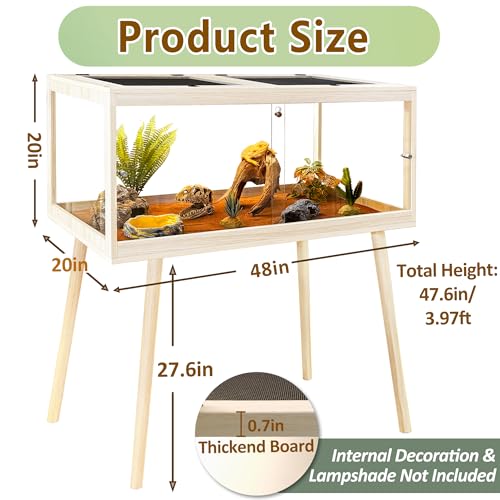 Reptile Enclosure with Leg (Oak / 48"x20"x20",82Gallons)