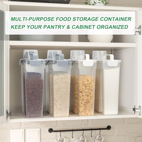 Pet Dog Cat Food Storage Containers 2 Pack 10 to 14 Lbs (Cyan&Grey / 6 Qt -2 Pack)